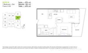 70 Queens Wharf Rd 1 bedroom and den floor plan suite 10