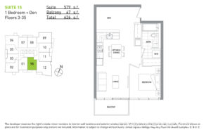 70 Queens Wharf Rd 1 bedroom + den floor plan suite 15