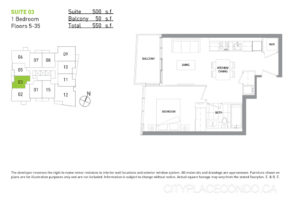 70 Queens Wharf Rd 1 Bedroom Floor plan suite 03