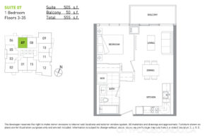 70 Queens Wharf Rd 1 Bedroom Floor Plan Suite 07