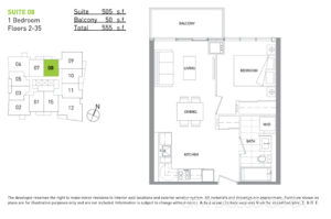 70 Queens Wharf Rd 1 bedroom floor plan suite 08