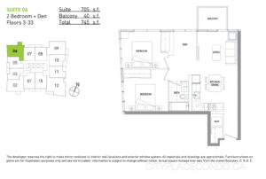 70 Queens Wharf Rd 2 bedroom + den floor plan suite 06