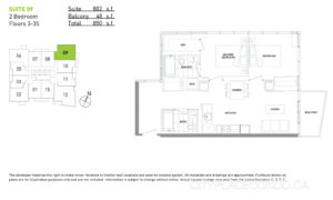 70 Queens Wharf Rd 2 bedroom floor plan suite 09